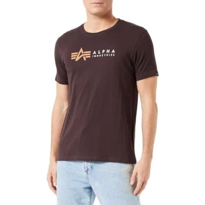 Abbildung von Alpha Industries Label Tshirt print, Herren, Größe: XL, Hunter brown
