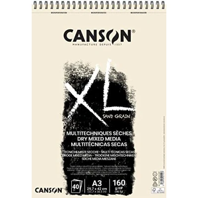 Abbildung von CANSON XL® Sand Grain, naturfarbener Zeichenblock mit sandpapierartiger Oberfläche, DIN A3, 40 Blatt, 160 g/m²