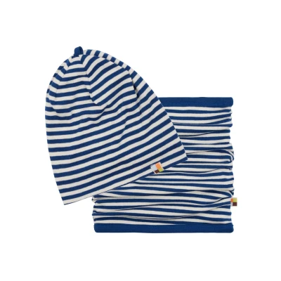 Abbildung von loud + proud Unisex Kinder Set Schlauchschal, GOTS Zertifiziert Beanie Mütze, Ultramarine, 51 52 EU