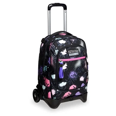 Abbildung von Seven TROLLEY Rucksack mit Trolleyfunktion, 3 in 1, Schulranzen Rollen, Abnehmbarer Rucksack, ab 1. Klasse, für Schule, Gymnasium, Reisen&amp;Freizeit, Mädchen&amp;Jungen, rosa, NEW TECH PINKYPOIS GIRL