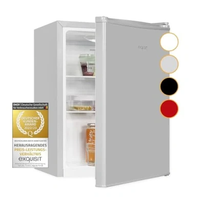 Abbildung von Exquisit Mini Kühlschrank KB60 V 090E grau 52 l Nutzinhalt LED Innenbeleuchtung Glasablagen 45cm Breite