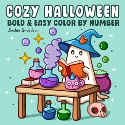 Abbildung von Cozy Halloween Color by Number: Coloring Book features Cute Spooky Designs for Kids and Adults, Bold Easy, Big Simple Fun Relaxation (Bold &amp; Easy Number Book)