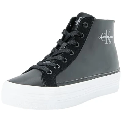 Abbildung von Calvin Klein Jeans Damen Vulcanized Sneaker Flat Schuhe, Mehrfarbig (Black/Stormfront), 37