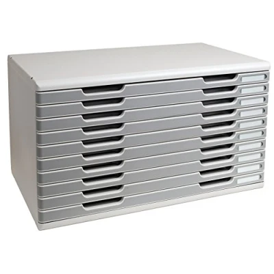 Abbildung von Exacompta 324041D Schubladenbox und Ablagesystem Modulo DIN A3 mit 10 Schubladen 350 x 576 320 mm Belastbare hoher Kapazität für mehr Platz grau/steingrau