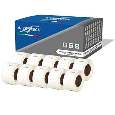 Abbildung von Aftertech 10x 99017 12,5x51mm Rollen kompatible Klebeetiketten (220 Etiketten/Rolle = 2200 insgesamt) für Dymo LabelWriter Seiko SLP Etikettendrucker S0722460 10x99017