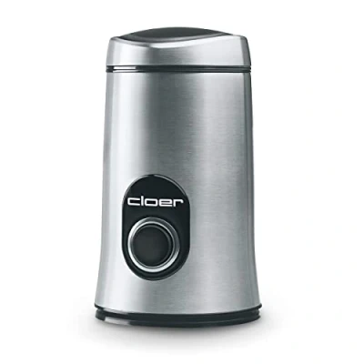 Abbildung von Cloer 7579 Elektrische Kaffeemühle, 150 W, für bis zu 50 g Kaffeebohnen, mattiertes Edelstahlgehäuse