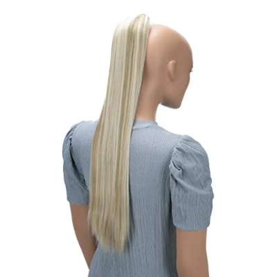 Abbildung von CAISHA 65cm Haarteil Mit Kordelverschluss Langhaar Zopf Pferdeschwanz Haarverlängerung Glatt Naturblond Strähnen PH627