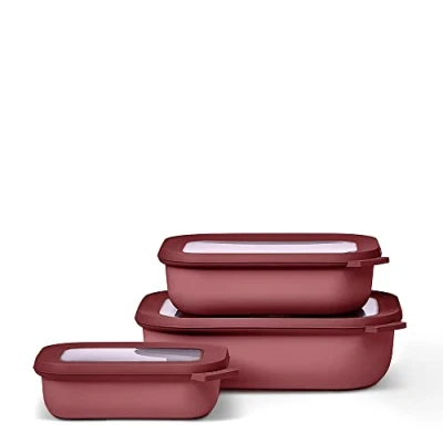Abbildung von Mepal Multischale Cirqula Rectangular Set 3 teilig Vorratsdosen mit Deckel Geignet als Aufbewahrungsbox, Kuhlschrank, Gefrierschrank &amp; Mikrowellengeschirr 500 ml, 1000 2000 ml Vivid Mauve