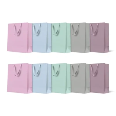 Abbildung von PAW Geschenktüten 20 x 25 10 cm Packung mit Geschenktaschen Stoffhenkel Mix aus 5 Unifarben Elegante Taschen für Geburtstage, Hochzeiten, Babypartys, Partys und Geschenke