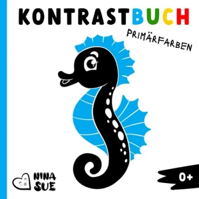 Abbildung von Kontrastbuch für Babys Primärfarben Ein Montessori Buch die visuelle Entwicklung von Babys: Einzigartiges Babybuch ab 0 Monaten mit wunderschönen schwarz weiß Kontrast Motiven und