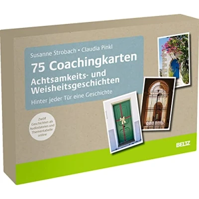 Abbildung von 75 Coachingkarten Achtsamkeits und Weisheitsgeschichten: Hinter jeder Tür eine Geschichte. Mit 40 seitigem Booklet. Zwölf Geschichten als Audiodateien Thementabelle online
