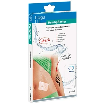Abbildung von DUSCHPFLASTER, 10cm x 20cm Stück. Transparentverband steril zum Schutz der Wunde. 54 g, Transparent, (Pack of 3)