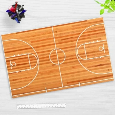 Abbildung von Schreibtischunterlage für Kinder und Erwachsene “Basketball Court“ aus erstklassigem, strapazierfähigem Vinyl (Kunststoff BPA frei) 64 x 40 cm Made in Germany