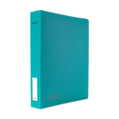 Abbildung von Vault X Premium Exo Tec Sammelkartenordner mit 3 Ringen, für 9 Taschen Sammelkartenseiten, 30+ Seiten, leicht zu öffnen, D Ring Clip Binder TCG CCG Fotokarten (schmal, blaugrün)