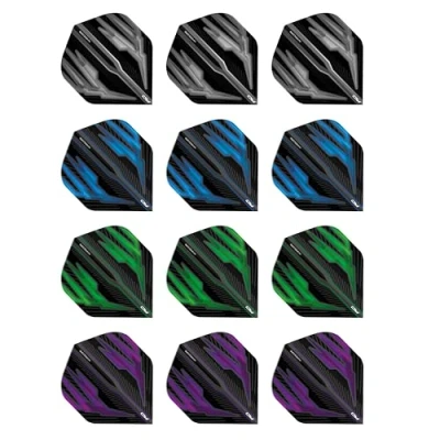 Abbildung von RED DRAGON Hardcore Dark Wings Auswahlpackung Extra Dicke Standard Dart Flights 4 Sätze pro Packung (12 insgesamt)