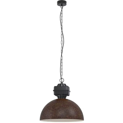 Abbildung von EGLO Pendelleuchte Rockingham, 1 flammige Hängelampe Industrial, Vintage, Retro, Hängeleuchte aus Stahl in Schwarz, Braun, Esstischlampe, Wohnzimmerlampe hängend, E27 Fassung, Ø 53 cm