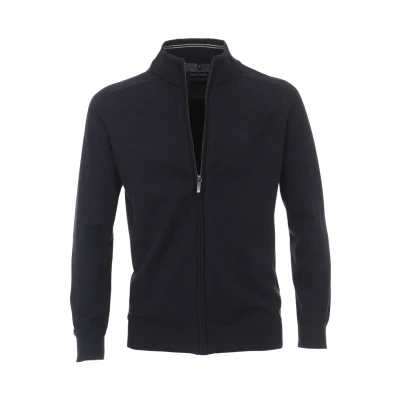 Abbildung von CASAMODA Herren Strickjacke unifarben 004450 Aufgesticktes Logo, Dunkelblau Uni (135), S