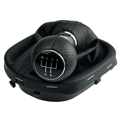 Abbildung von L&amp;P A263 6 Schaltsack Schaltmanschette Schwarz Schaltknauf 5 Gang kompatibel mit VW Touran 1T Caddy III 3 Rahmen Knauf perforiert Plug Play Ersatzteil für 1T0711113 2K0711113 1T0711456