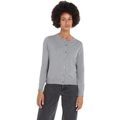 Abbildung von Tommy Hilfiger Damen Cardigan Jersey Stitch Elegant, Grau (Medium Grey Heather), XXS