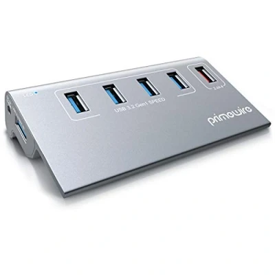 Abbildung von CSL USB HUB 3.2 Gen1, Adapter, Verteiler, 5 Port, kompatibel mit Windows Desktop PCs, Notebooks, Laptops, MacBooks, Mac Mini, iMac (Pro) etc.