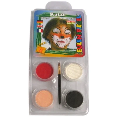 Abbildung von Eulenspiegel 204177 Motiv Set Katze, 4 Farben, 1 Pinsel, Anleitung, für ca. 40 Masken, Karneval, Motto Party