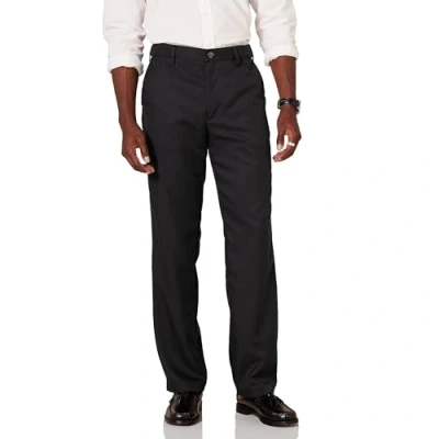 Abbildung von Amazon Essentials Herren Flatfront Anzughose mit Erweiterbarem Bund, Klassisch Geschnitten, Schwarz, 38W / 28L