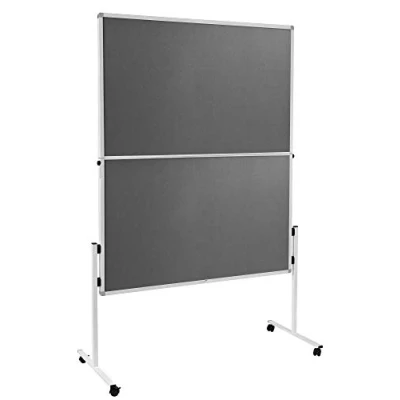 Abbildung von Legamaster Economy Moderationswand klappbar grau 150x120 cm doppelseitig, mit Filz bezogenes Pinboard einsetzbar als Trennwand inkl. 4 feststellbaren Rollen