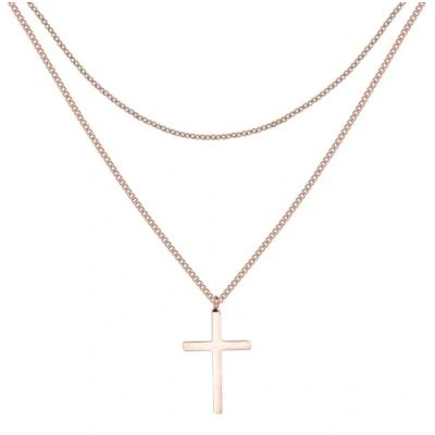 Abbildung von Hey Happiness Cross Halskette Rose goldcoloured, Damen, Größe: 46, gold coloured