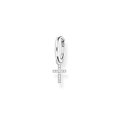 Abbildung von Thomas Sabo Damen Einzel Creole Kreuz Zirkonia 925 Sterlingsilber CR709 051 14