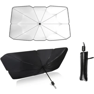 Abbildung von A2ZWORLD Auto Sonnenschirm für Innenbereich, zusammenklappbar, 99,9 % der UV Strahlen, Auto, SUV, LKW, LKW (140 x 79 cm)