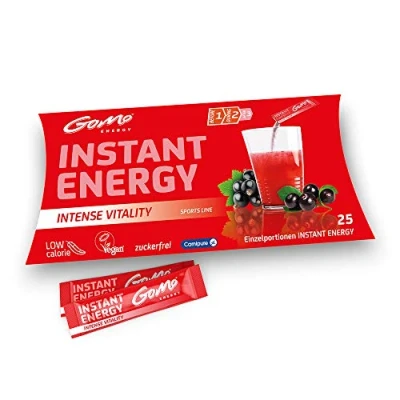 Abbildung von GoMo Energy Instant Getränkepulver mit Vitamin B, C, L Carnitin, Taurin, Koffein, Guarana &amp; Holunder zuckerfreier Drink (Intense Vitality 25 x 5,3g)