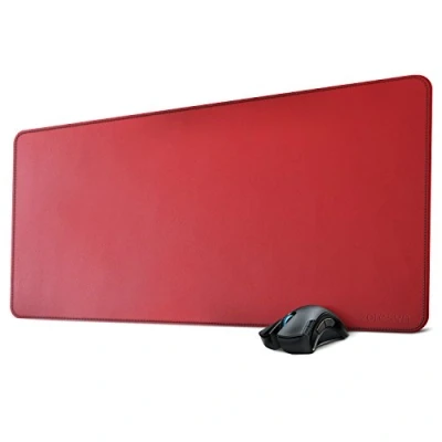 Abbildung von ZORESYN Office Mauspad Tischschoner Schreibmatte XL Gaming Mauspad, Schreibtischunterlage PU Leder Rot, 90x40CM