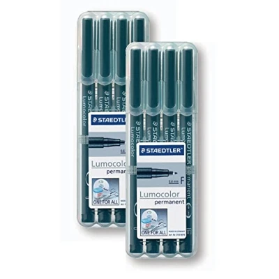 Abbildung von 2 Boxen Staedtler 318 9WP4HZ Lumocolor permanent F Folienstift schwarz, 2x 4 Stück in aufstellbarer Box (2)