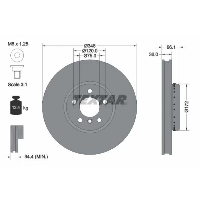Abbildung von TEXTAR PRO+ 92253825 Bremsscheibe BMW: 5 Saloon, Touring, GT