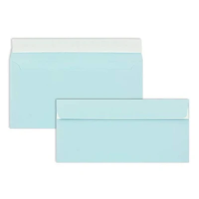 Abbildung von 50 Brief Umschläge DIN Lang Hellblau 110 g/m² 11 x 22 cm sehr formstabil Haftklebung Qualitätsmarke: FarbenFroh by GUSTAV NEUSER