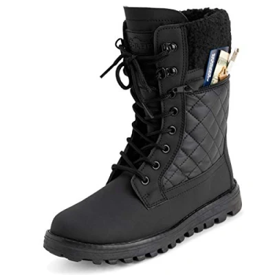 Abbildung von Polar Damen Gedächtnisschaum Außentasche Inside Reißverschluss Thermal Wasserdicht Tiefer Schritt Gummisohle Schnee Stiefels Schwarz Leder Mono UK8/EU41 YC0622