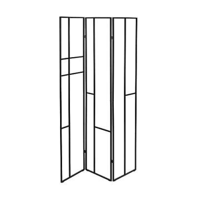 Abbildung von WENKO Paravent Mod. Shakti, Raumteiler aus pulverbeschichtetem Metall in Schwarz zur Aufbewahrung und Lüften von Kleidung, Ablagegitter, 120 x 170 1,3 cm