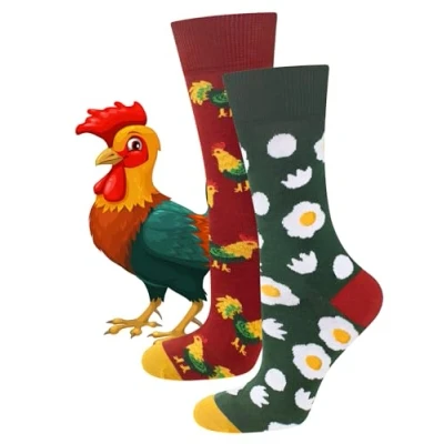 Abbildung von soxo Fahrrad Socken Herren Sommer Herrensocken Baumwolle Socks Men Lustige Laufsocken 40 45 Hühner und Eier