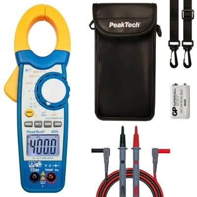 Abbildung von PeakTech 1615 Zangenmessgerät 1000A AC/DC, Stromzange Multimeter, TÜV/GS, CAT III, Strommesszange, 4000 Counts, Berührungsloser Spannungsmesser, Strommessgerät, Durchgangsprüfer Max. 600 V