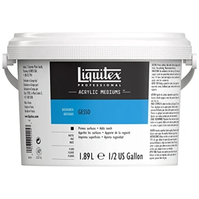 Abbildung von Liquitex 5334 Professional Gesso, Grundierung für Acrylfarben, Licht und Alterungsbeständiger Primer, Gebrauchsfertig 1, 89 Lieter Eimer, weiß