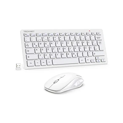 Abbildung von TECKNET Kabelloses Tastatur Maus Set, Deutsch QWERTZ Layout, 2.4 GHz Funk Mini Mouse, 15m Reichweite Verbindung, Wireless Leise Funktastatur mit für PC, Laptop, Smart TV, Weiß