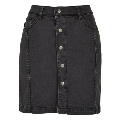 Abbildung von Urban Classics Damen TB6039 Ladies Organic Stretch Button Denim Skirt Rock, Black Washed, 26