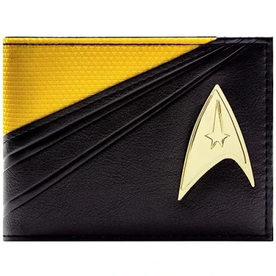 Abbildung von Enterprise USS Starfleet Command Uniform Metallisches Emblem Geldbörse/Geldbeutel Bi Fold ID &amp; Kartenhalter, Gelb