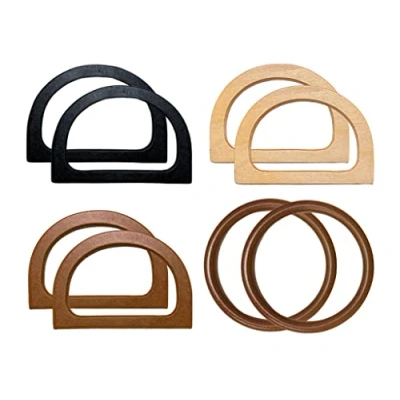 Abbildung von Kellegour 8 Stücke Taschengriffe Holz,D Form Handtasche Griff,und Runde Griffe,Handtasche Handtaschengriff,Zubehör Henkel,für handgemachte Strandtasche Handtaschen Stroh Tasche Geldbörse
