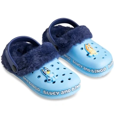 Abbildung von BlueY Clogs Kinder Gartenschuhe mit Schuh Charms &amp; Abnehmbarem Fleece Futter Geschenke für (Blau, 24EU)