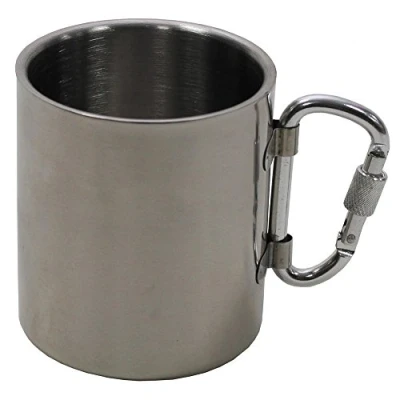 Abbildung von Fox Outdoor Tasse, Edelstahl, Karabiner, doppelwandig, 300 ml, Griff klappbar