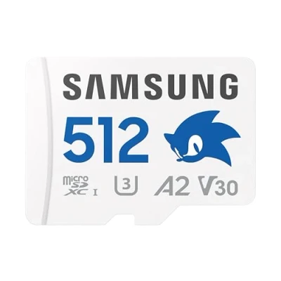 Abbildung von Samsung Sonic the Hedgehog(TM) microSD Karte + SD Adapter, Speicherkarte mit 512 GB, UHS I U3, Full HD &amp; 4K UHD, 180 MB/s Lesen, 130 Schreiben, Datenspeicher für Handheld Konsolen, MB MD512SA/LC1