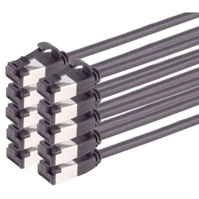 Abbildung von 1m Cat 8.1 Lan Kabel Netzwerkkabel (10 Stück) 8 Ethernet mit RJ45 Stecker Slim und dünn 40 Gbps Übertragungsrate Schwarz 1.0 Meter