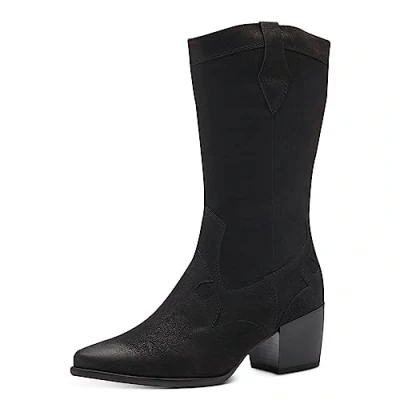 Abbildung von MARCO TOZZI Damen Stiefel mit Absatz aus Kunstleder Cowboy, Schwarz (Black), 37