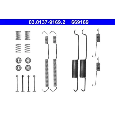 Abbildung von ATE 03.0137 9169.2 Zubehörsatz, Bremsbacken FIAT: Ducato I Van, Platform/Chassis, CITROËN: C25 Minibus